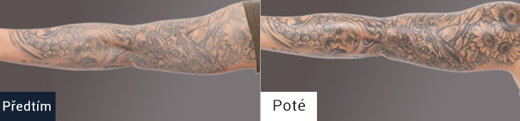 Koža pred in po uporabi mazila za nego tetovaže TATTOO NANO SHOCK
